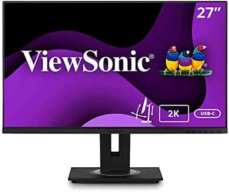 ViewSonic VG2755-2K 27 Inch IPS 1440p Monitor with USB 3.1 Type C HDMI DisplayPort and 40 Degree Tilt Ergonomics for Home and Office,Black,24 inches
