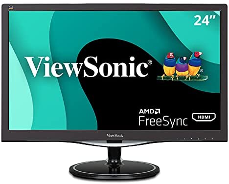 ViewSonic VX2457-MHD 24 Inch 75Hz 2ms 1080p Gaming Monitor with FreeSync Eye Care HDMI and DP, Black