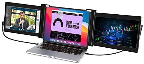 Vodzsla Triple Portable Monitor for Laptop,Full HD IPS 11.6” Dual Monitor Screens Extender,HDMI/USB/Type-C Plug and Play Gaming Computer Monitor for 13.3”-16” Mac Windows Chrome Laptops