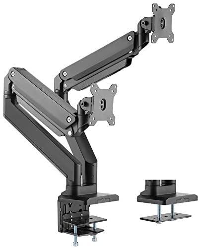 WALI Dual Monitor Gas Spring Desk Mount Heavy Duty Aluminum Fully Adjustable Fit Screen up to 35 inch, 33 lbs Each Screen, VESA 75 and 100 (GSM002XL), Black