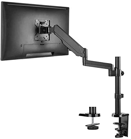 WALI GSDM001 Premium Single LCD Monitor Desk Mount Fully Adjustable Gas Spring Stand for Display up to 32 inch, 17.6lbs Weight Capacity, Single Arm, Black