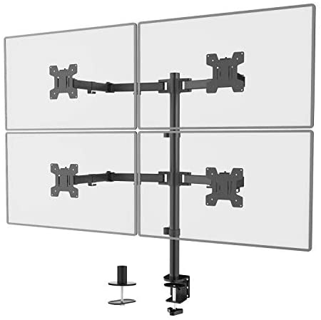 WALI Quad LCD Monitor Desk Mount Fully Adjustable Stand Fits 4 Screens up to 27 inch, 22 lbs. Weight Capacity per Arm (M004), Black