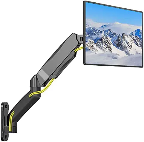 WALI Single LCD Monitor Fully Adjustable Gas Spring Wall Mount Fits 1 Screen VESA up to 27 inch, 14.3 lbs. Weight Capacity, Arm Max Extension 21.2 inch (GSWM001), Black