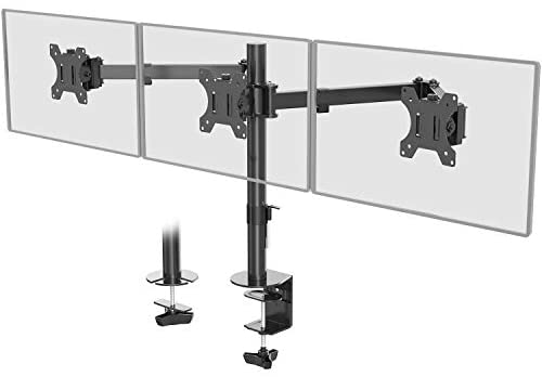 WALI Triple LCD Monitor Desk Mount Fully Adjustable Horizontal Stand Fits 3 Screens up to 24 inch, 15.4 lbs. Weight Capacity per Arm (M003S), Black