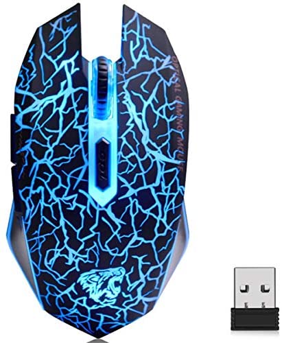 WALL-E MART Rechargeable Wireless Gaming Mouse Mice Silent Click Cordless Mouse 7 Smart Buttons PC Gaming Mouse Mice Advanced Technology with 2.4GHZ Up to 2400DPI (Black)