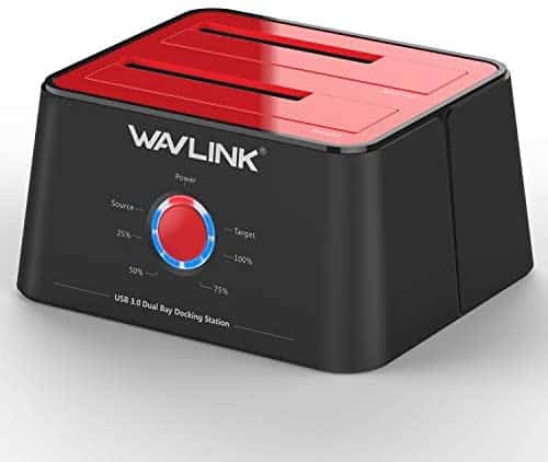 WAVLINK USB 3.0 to SATA I/II/III Dual-Bay External Hard Drive Docking Station for 2.5/3.5-inch HDD/SSD with UASP (6Gbps)?Support Offline Clone Duplicator Function (2 x 10TB)