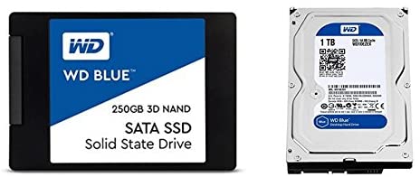 WD Blue 3D NAND 250GB SATA III SSD + WD Blue 1TB SATA III 7200 RPM Hard Drive Bundle