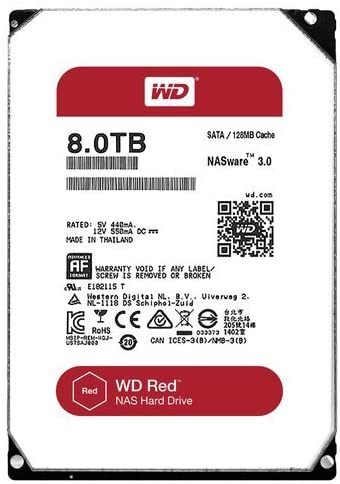 WD Red 8TB NAS Hard Disk Drive – 5400 RPM Class SATA 6 Gb/s 128MB Cache 3.5 Inch – WD80EFZX