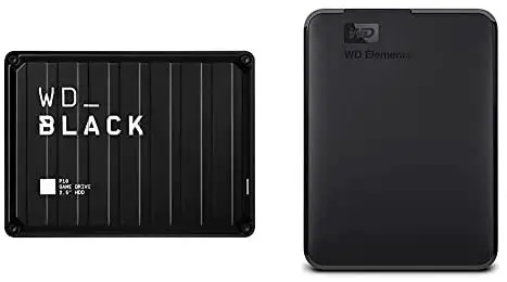 WD_Black 5TB P10 Game Drive, Portable External Hard Drive Compatible with Playstation, Xbox, PC, & Mac – WDBA3A0050BBK-WESN & 2TB WD Elements Portable External Hard Drive, USB 3.0 – WDBU6Y0020BBK-WESN