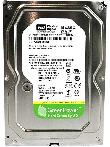 WESTERN DIGITAL WD5000AUDX AV-GP Green 500GB 32MB cache SATA 6.0Gb/s 3.5 internal hard drive (Bare Drive) (Renewed)