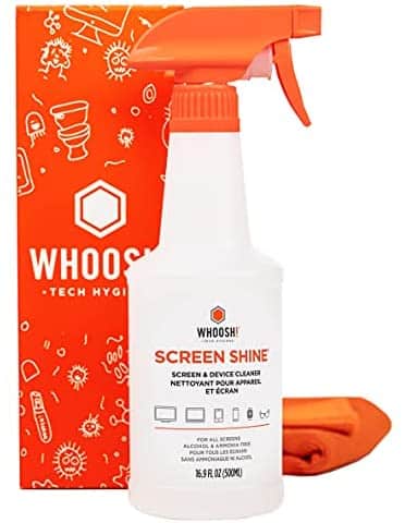 WHOOSH! Screen Cleaner Kit – [16.9 Oz] Best for Smartphones, iPads, Eyeglasses, e-Readers, TV Screen Cleaner, LED, LCD,Computer Screen Cleaner, Laptop & Touchscreen – Screen Cleaner Spray + 2 Cloths