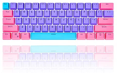 WHYSP 61 PBT Keycaps for 60 Percent Keyboard, Backlit Keycap Set for Mechanical Gaming Keyboard OEM Profile Blue Keycaps with Key Puller for Cherry MX Switches GH60/RK61/GK61/Annie pro 2(Peach)