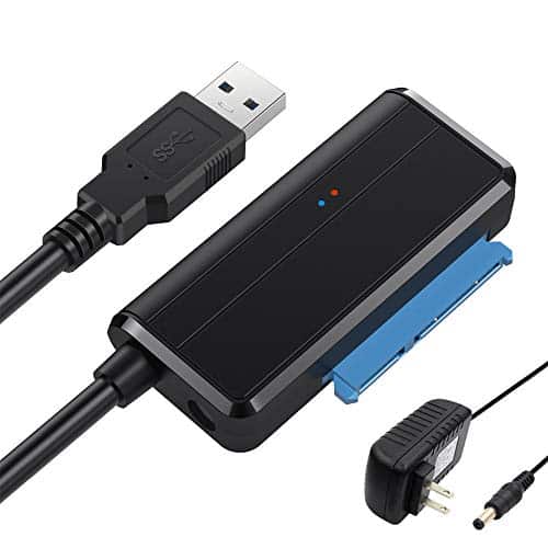Warmstor SATA to USB 3.0 Adapter Cable for 2.5” / 3.5” Hard Disk HDD SSD, USB to SATA III Hard Drive Converter Cord with 12V 2A Power Adapter Compatible with Windows 10/8.1/8/7 /Vista/XP,Mac OS