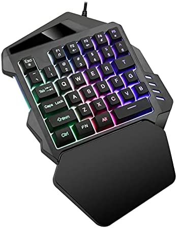 Washranp Gaming Keyboard High Response Keyboard RGB Backlit Mini Portable Anti-Skid Ergonomic One-Handed Gaming Wired Keyboard for PS4,Xbox,PC Black