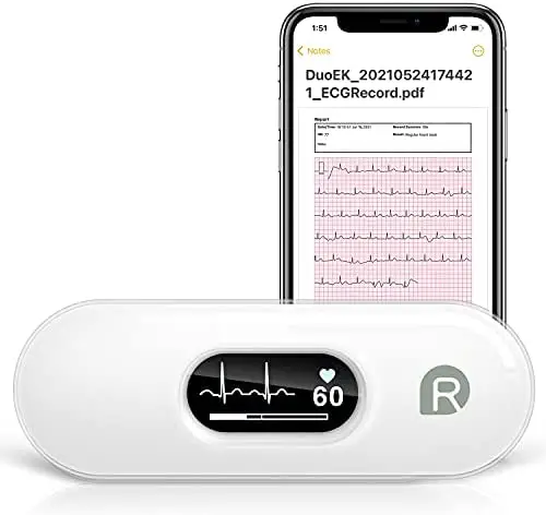 Wellue DUOEK-S Bluetooth Heart Monitoring Device, Free App Compatible iOS Android & Tablet, for Home Use