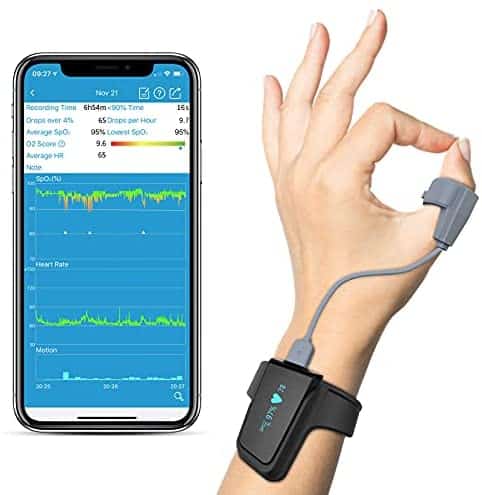 Wellue Wrist Wearable Sleep Monitor – Bluetooth Pulse Meter Health Tracker | Overnight O2 Saturation Level and Heart Rate, Smart Vibration & Audio Alert, Finger Ring with Free APP & PC Report