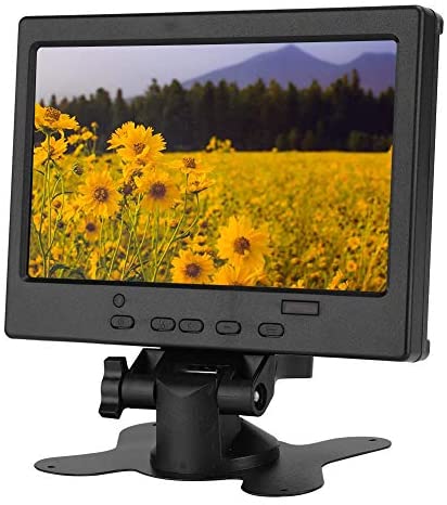 Wendry 7 inch Small LCD Monitor, Multi-Function 1024×600 Display, Mini HD Color Video Screen Monitor with Stand, Support HDMI/VGA/AV Input