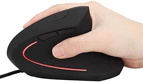 Wendry Wired Ergonomic Mouse, 3200dpi Optical Vertical Gaming Mouse, 6D Ergonomic Adjustable Optical Vertical Gaming Mouse with LED Suitable for PC Laptop(Black)
