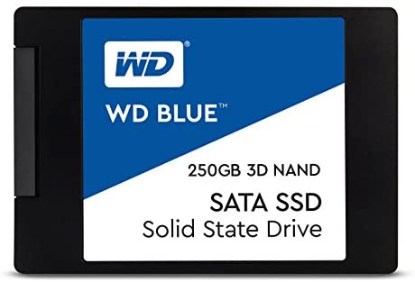 Western Digital 250GB WD Blue 3D NAND Internal PC SSD – SATA III 6 Gb/s, 2.5″/7mm, Up to 550 MB/s – WDS250G2B0A