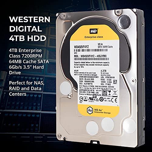 Western Digital 4TB (4.3TB) Internal Hard Drive – 7200 RPM 64MB 3.5″ SATA 6Gb/s Enterprise Hard Drive WD450VF4YZ