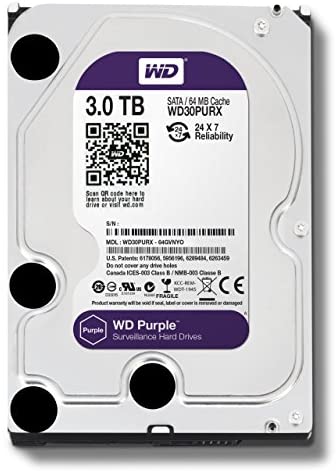Western Digital Purple 3TB Surveillance Hard Disk Drive – 5400 RPM Class SATA 6 Gb/s 64MB Cache 3.5 Inch – WD30PURX [Old Version]