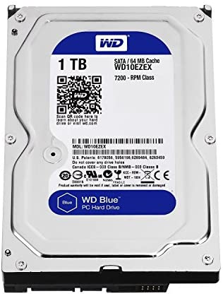Western Digital(WD) BLUE Deskptop 1TB( 1Terabyte) 3.5″Hard Disk Drive, 5400~7200RPM, SATA3 ( 6.0GB/s), 64MB Cache, IDEAL for PC/Mac/CCTV/NAS/DVR/Raid and SATA Applications, 1YR Warranty (Blue)