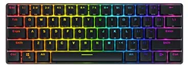 WhirlwindFX Atom 60% Gaming Keyboard: Interactive and Customizable Lighting – Immersive, Reactive RGB Experience (Blue Clicky)
