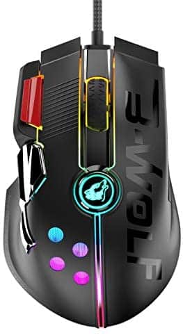 Wired Gaming Mouse Up to 12000 DPI,Pixart 3325 Gaming Chip,Chroma RGB,11 Macro Programmable Buttons+Rapid Fire,Joystick Ultralight Honeycomb Mouse for PC Gamers Xbox/PS4 (Black)