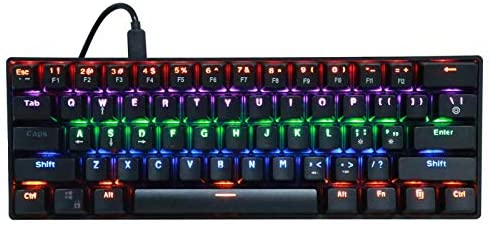Wired Mechanical Keyboard – 61 Key LED Color Backlight Gaming Keyboard – Portable Gaming Keyboard – with Blue Switch – for Computer