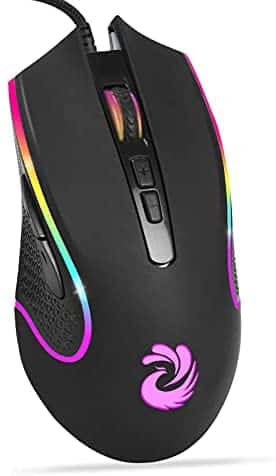Wired Mouse,Computer Mice with Side Buttons 4 Adjustable DPI up to 7200 High Precision,7 Programmable Buttons,RGB Backlit Wired Gaming Mouse,Ergonomic Optical Mouse for PC/Desktop/Laptop(Black)