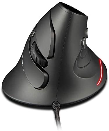Wired Vertical Mouse,2021 Ergonomic Design USB LED Optical Mouse with 6 Buttons and 4 Adjustable Sensitivity 800/1200/2400/3200DPI for Computer,Black…