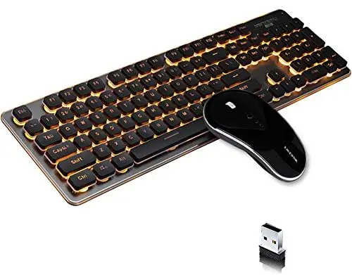 Wireless Backlit Mute Keyboard and Mouse Combo，Support Charging,Waterproof (Black)
