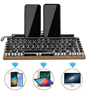 Wireless Bluetooth Mechanical Retro Typewriter Keyboard/Typewriter Style Mechanical Gaming Keyboard and Mouse Combo,with Tablet Stand, Bluetooth for PC, Mac, Laptop
