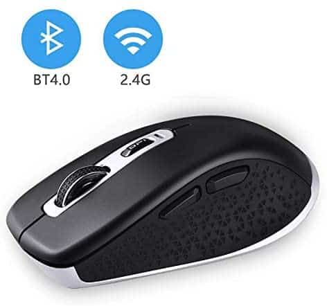 Wireless Bluetooth Mouse, cimetech 2.4GHz Dual Mode Slim Noiseless Optical Wireless Mouse with 2400 DPI Compatible for PC, Laptop, Mac, Android, Windows (BT4.0+2.4G Dual Mode – Black)