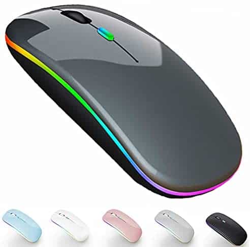 Wireless Bluetooth Mouse for Laptop MacBook pro Mac MacBook Air iPad pro iPad Air iMac Chromebook Computer Win7/8/10 PC HP DELL (Bluetooth 5.1+2.4G Mouse LED Gray)