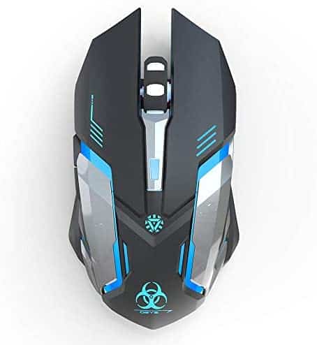Wireless Gaming Mice Silent Click LED Optical Computer Mouse with USB Receiver 3 Adjustable DPI Level 2400/1600/1000 Auto Sleep Suitable