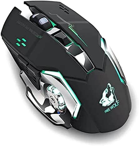 Wireless Gaming Mouse 7 LED Colors Light up 2021 Rechargeable Gaming Mouse Multicolor Glowing ratón de computadora (Black)
