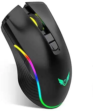 Wireless Gaming Mouse Rechargeable, Quickly Charging RGB Wireless Mouse with 3 Adjustable DPI Levels, 7 Buttons for Desktop, MacBook, Notebook, PC, Laptop, Computer