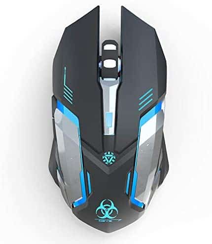 Wireless Gaming Mouse Silent Click LED Optical Computer USB Mouse 3 Adjustable DPI Level 2400/1600/1000 and 6 Buttons Auto Sleep Suitable for MAC/Laptop/PC/Notebook