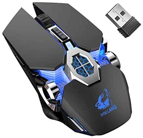 Wireless Gaming Mouse, with Nano USB 2.4G 7-Colors Backlit Rechargeable Computer Game Mice 7 Buttons 2400 DPI 3 Adjustment Levels for Laptop/PC/Notebook
