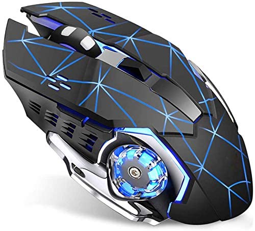 Wireless Gaming Mouse with Unique Silent Click, Breathing Backlight, 2 Side Buttons, (2400, 1600, 1200, 800) DPI, Ergonomic Handle, 6 Buttons, Suitable for PC Notebook Gamers.
