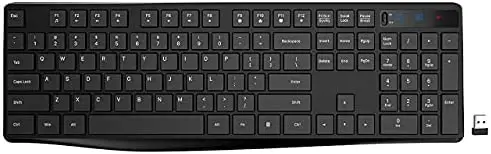 Wireless Keyboard, 2.4G Ergonomic Wireless Computer Keyboard, Enlarged Indicator Light, Full Size PC Keyboard with Numeric Keypad for Laptop, Desktop, Surface, Chromebook, Notebook (Black)