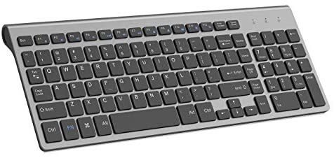 Wireless Keyboard, J JOYACCESS 2.4G Slim and Compact Wireless Keyboard-White+Silver (Renewed)