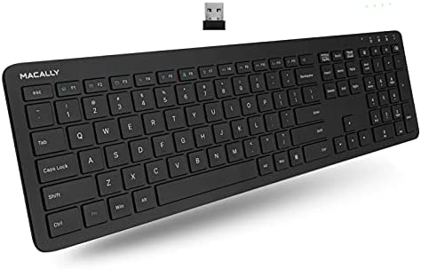 Wireless Keyboard, Macally 2.4G Ultra Slim Computer Keyboard Wireless with Numeric Keypad, Full Size Keyboard for Laptop, Desktop, PC, Windows, Surface, TV with 110 Keys and Rechargeable Battery