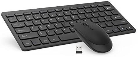 Wireless Keyboard Mouse, 2.4GHz Ultra Thin Compact Portable Small Wireless Keyboard and Mouse Combo Set for PC, Desktop, Computer, Laptop, Windows XP / Vista / 7 / 8 / 10