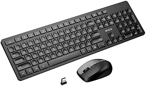 Wireless Keyboard and Mouse Combo, BreSii Keyboard and Mouse Computer Keyboards Mice Full-Size Silent Slim 2.4GHz USB for Kids E-Learning PC Desktop Computers Notebook Laptop Windows Office Home