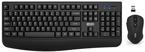 Wireless Keyboard and Mouse Combo, EDJO 2.4G Full-Sized Ergonomic Computer Keyboard with Wrist Rest and 3 Level DPI Adjustable Wireless Mouse for Windows, Mac OS Desktop/Laptop/PC