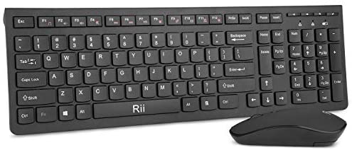 Wireless Keyboard and Mouse Combo, Rii Full-Size Slim Office Wireless Keyboard Mouse Kit USB Receiver for Computer/Desktop/PC/Laptop and Windows 10/8/7