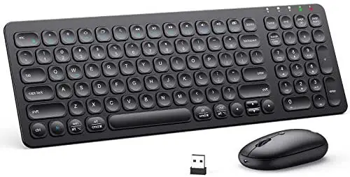 Wireless Keyboard and Mouse Combo, iClever 2.4GHz Slim Silent USB Wireless Keyboard, Ergonomic Keyboard and Mouse Combo for Mac, Windows 7/8/10, Laptop, Desktop, PC, Computer, iMac, Black