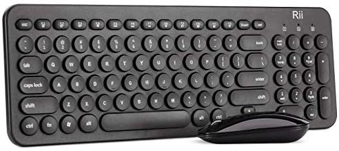 Wireless Keyboard and Mouse Combo,Rii 2.4GHz Full-Size Compact Wireless Mouse Keyboard with Numeric Keypad for Laptop/PC- Round Keycaps (Black)